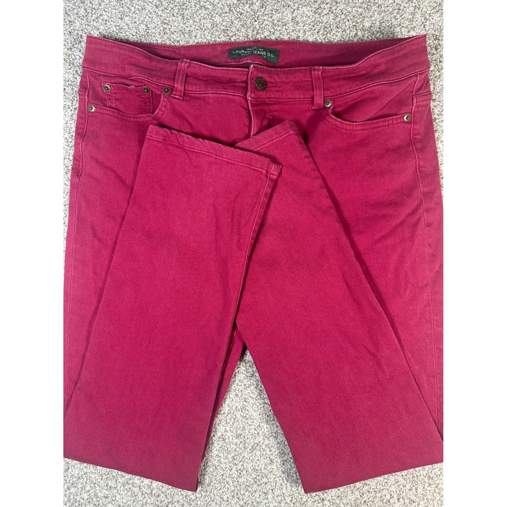 Lauren Ralph Lauren Jeans Co Womens Berry Red Straight Leg Stretch Pants Size 14